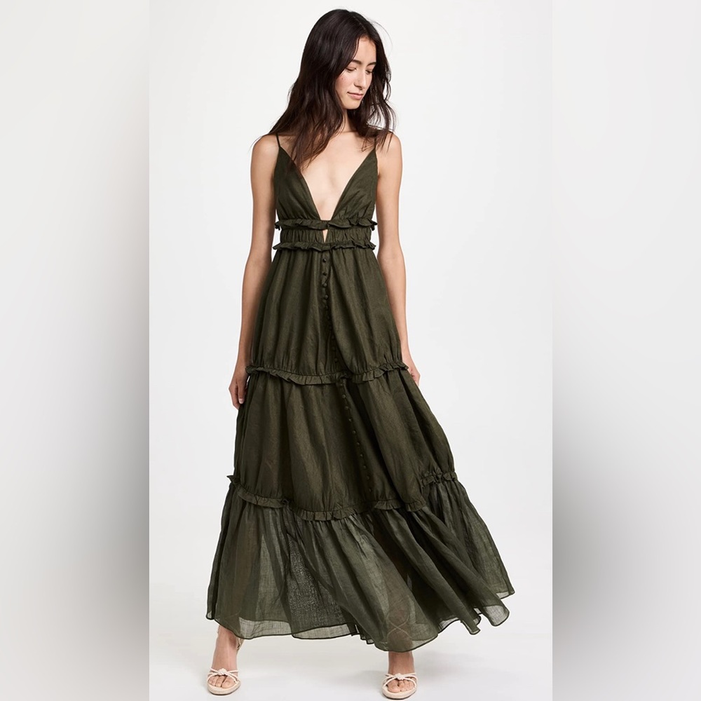 Joslin Liana 2.0 Linen Maxi Dress in Forest